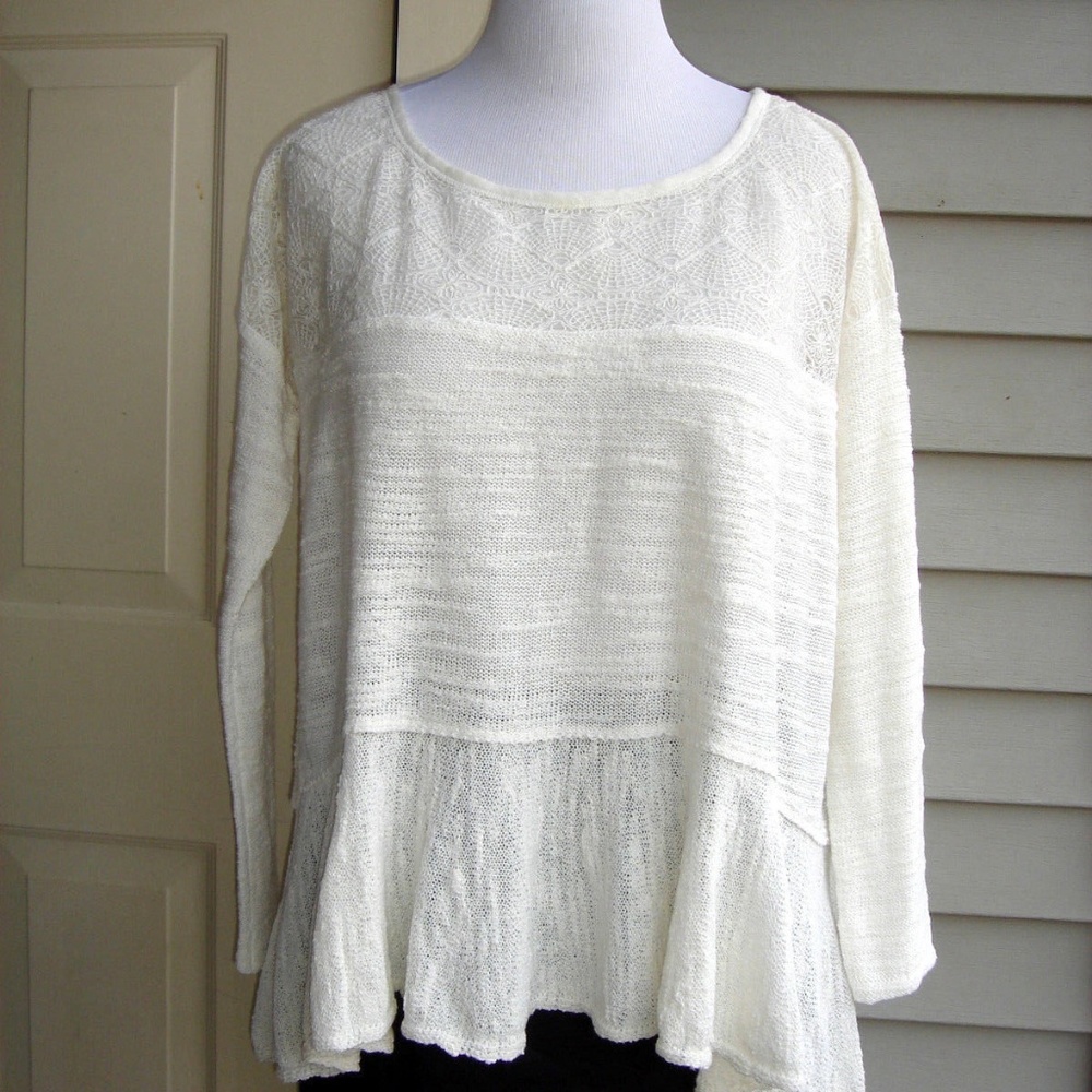 FREE PEOPLE COTTON BLEND EGGSHELL LONG SLEEVE M
